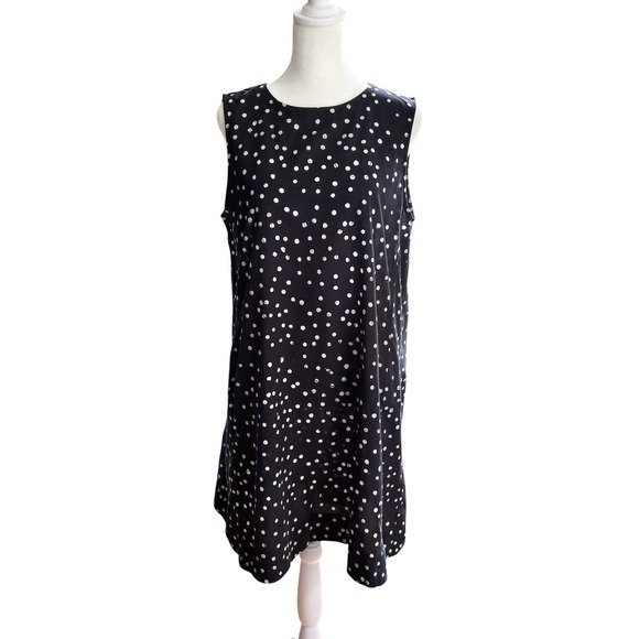 Eileen Fisher Dresses & Skirts - Eileen Fisher Organic Cotton Sleeveless Dress Size PM Black White Polka Dot